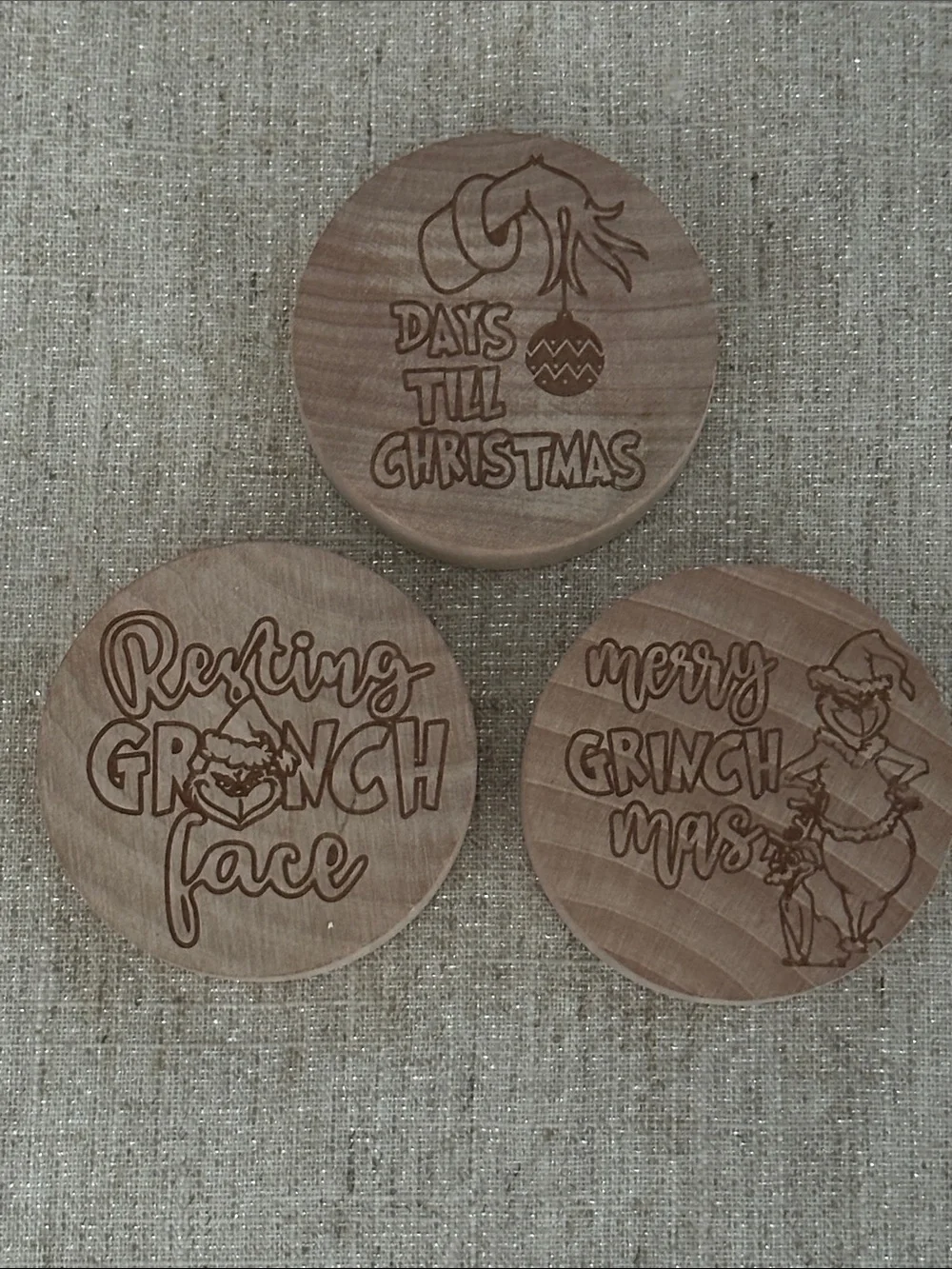 Christmas Grinch Wooden Magnetic Bottle Opener Set of 3 Like New